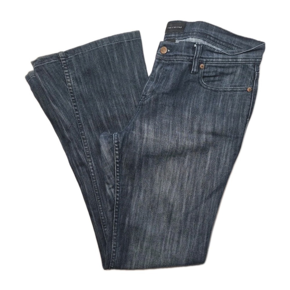 The Limited Jeans Womens 12 Dark Blue Denim Pants Mid Rise Flare Trouser Stretch